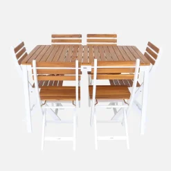 6-seater acacia garden table with rounded corners