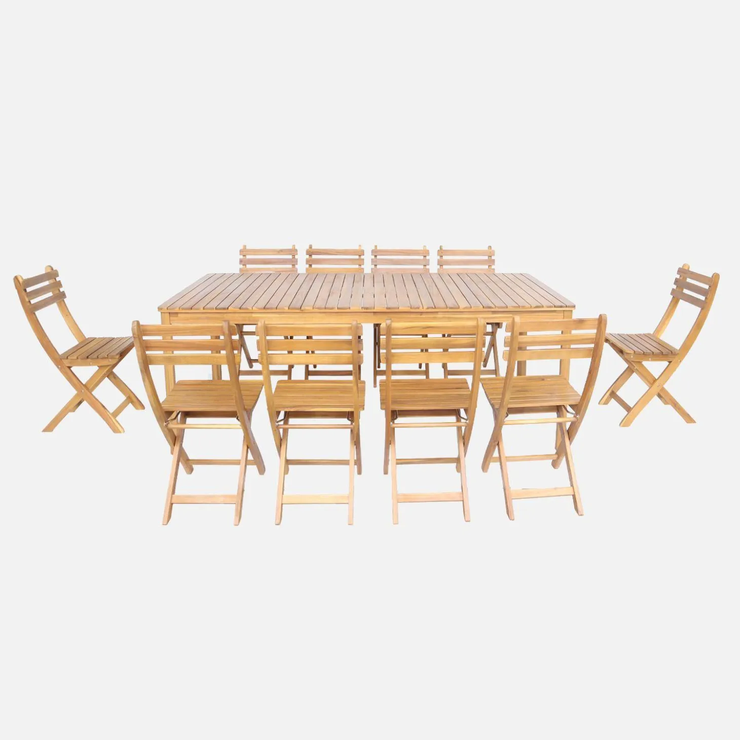 10-seater acacia garden table with rounded corners