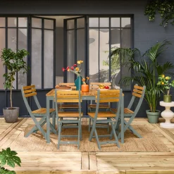 6-seater acacia garden table with rounded corners
