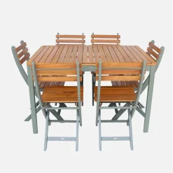 6-seater acacia garden table with rounded corners
