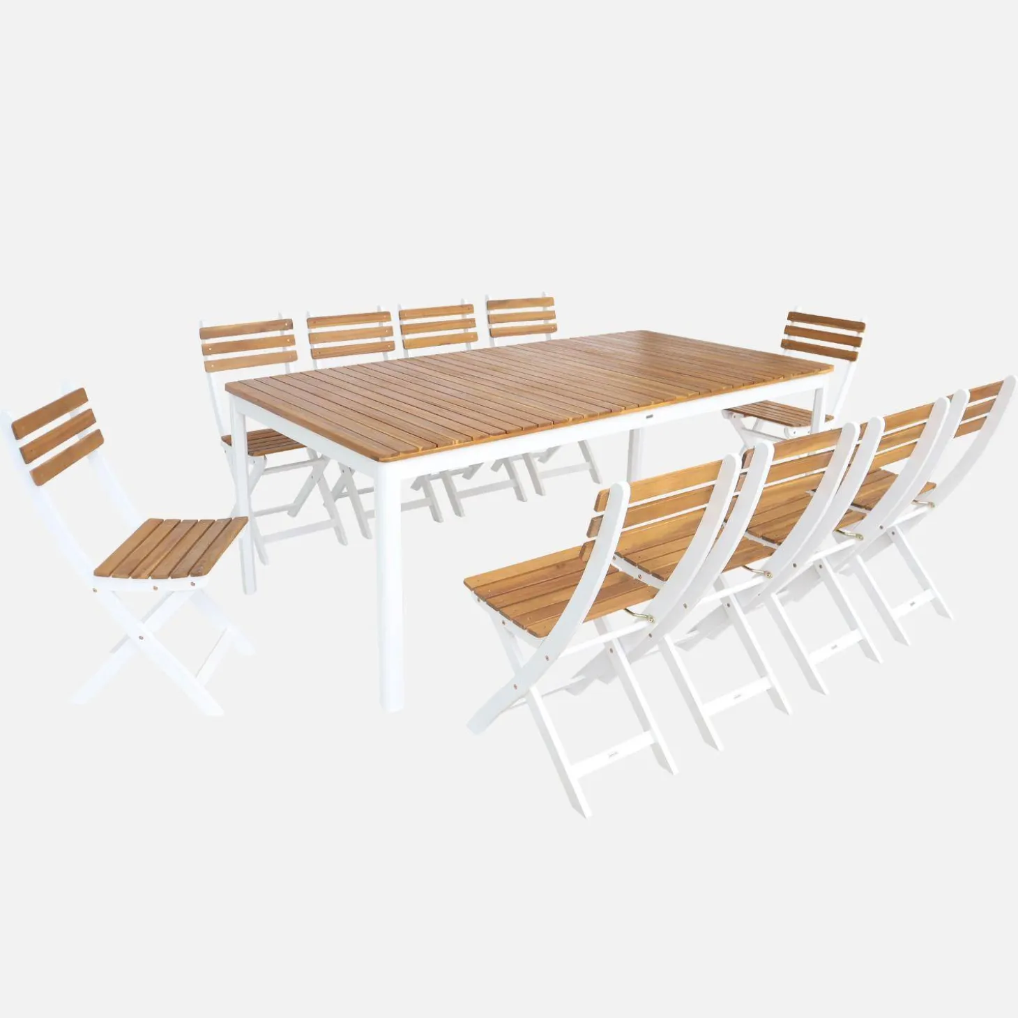 10-seater acacia garden table with rounded corners