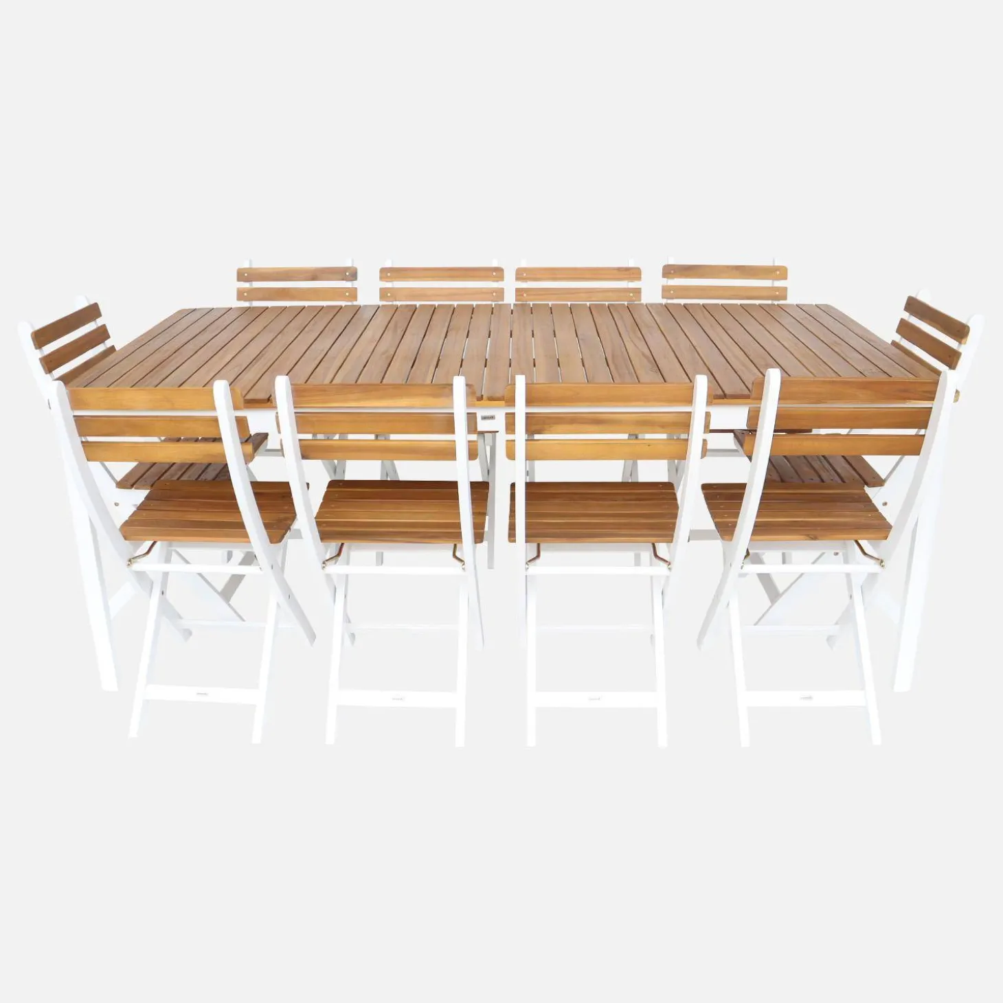 10-seater acacia garden table with rounded corners