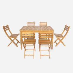 6-seater acacia garden table with rounded corners