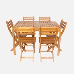 6-seater acacia garden table with rounded corners