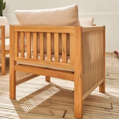 4-seater acacia wood and rope garden sofa set