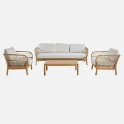 5-seater acacia wooden garden lounge with rope