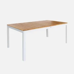 8-seater acacia wooden garden table with rounded corners
