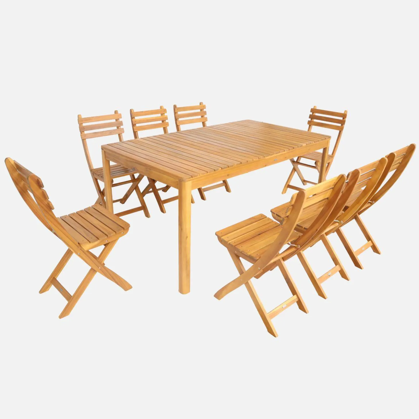 8-seater acacia wooden garden table with rounded corners