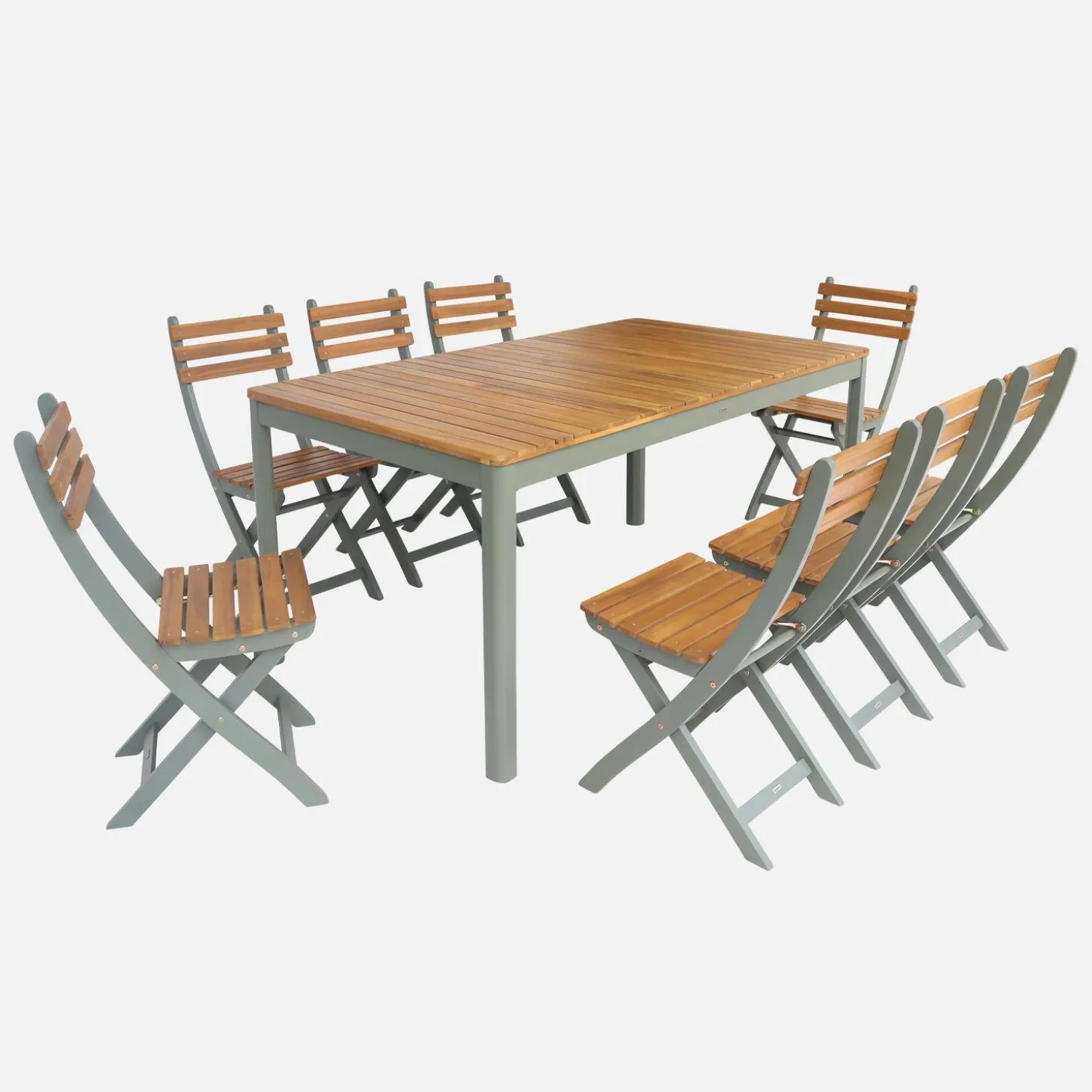 8-seater acacia wooden garden table with rounded corners