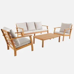 5-seater acacia wood garden lounge set