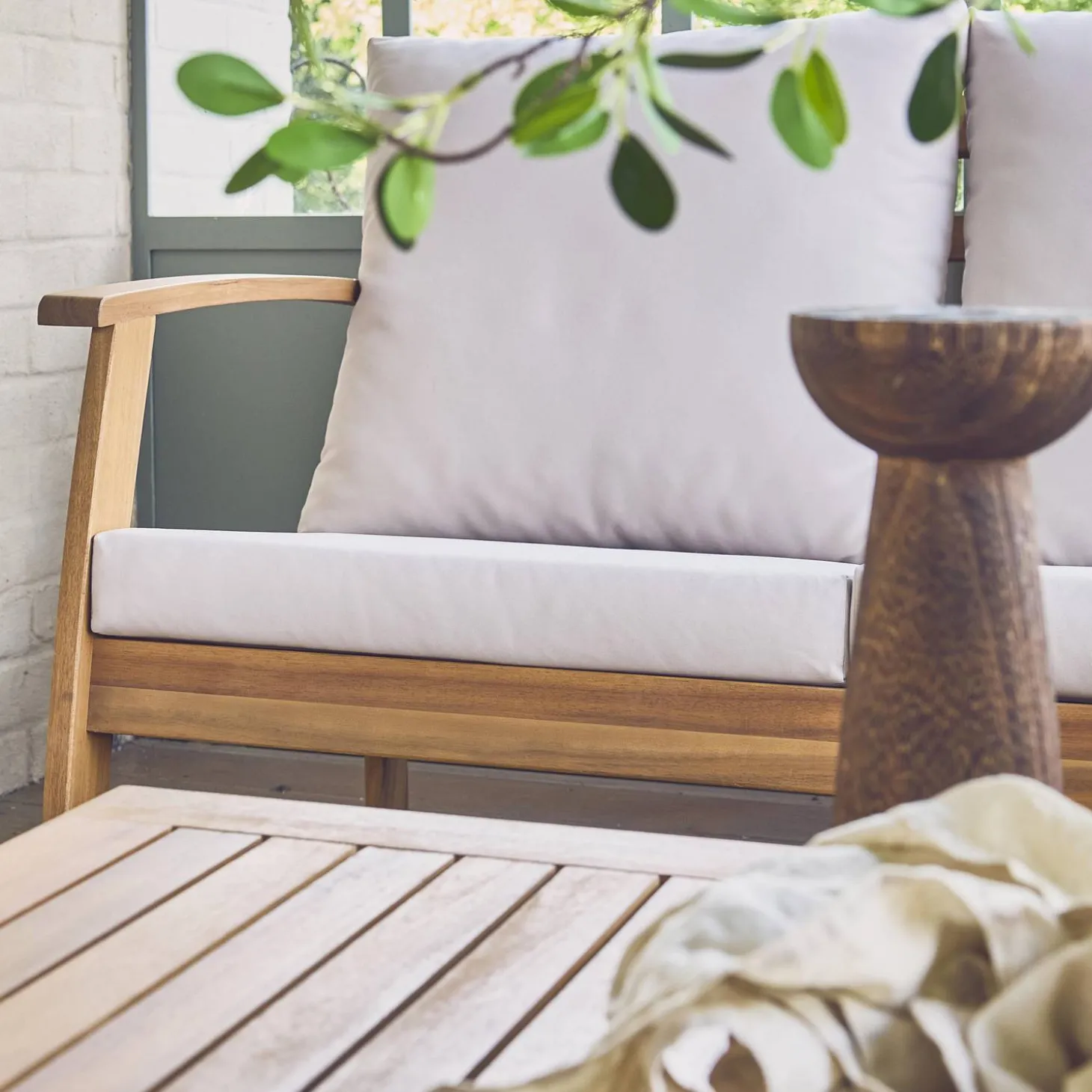 5-seater acacia wood garden lounge set