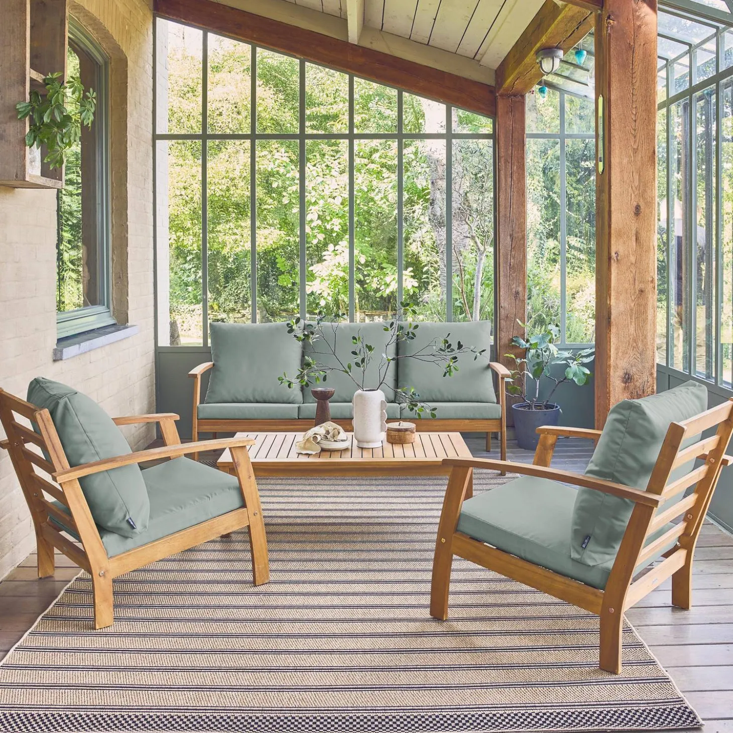 5-seater acacia wood garden lounge set