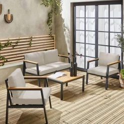 4-seater aluminium and polywood garden sofa set