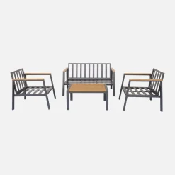 4-seater aluminium and polywood garden sofa set