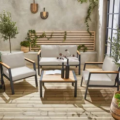 4-seater aluminium and polywood garden sofa set