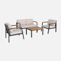 4-seater aluminium and polywood garden sofa set