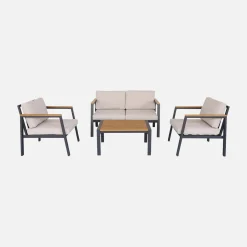 4-seater aluminium and polywood garden sofa set