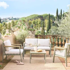 4-seater aluminium and polywood garden sofa set