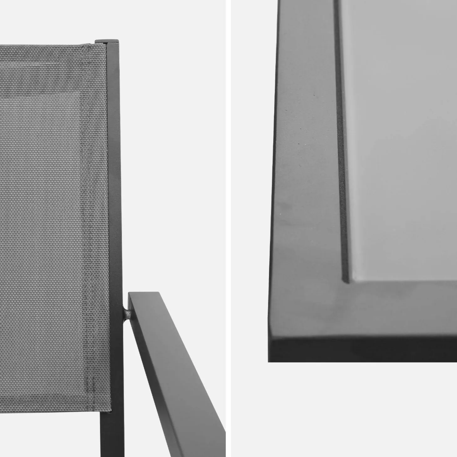 8-seater aluminium garden table with 8 textilene armchairs
