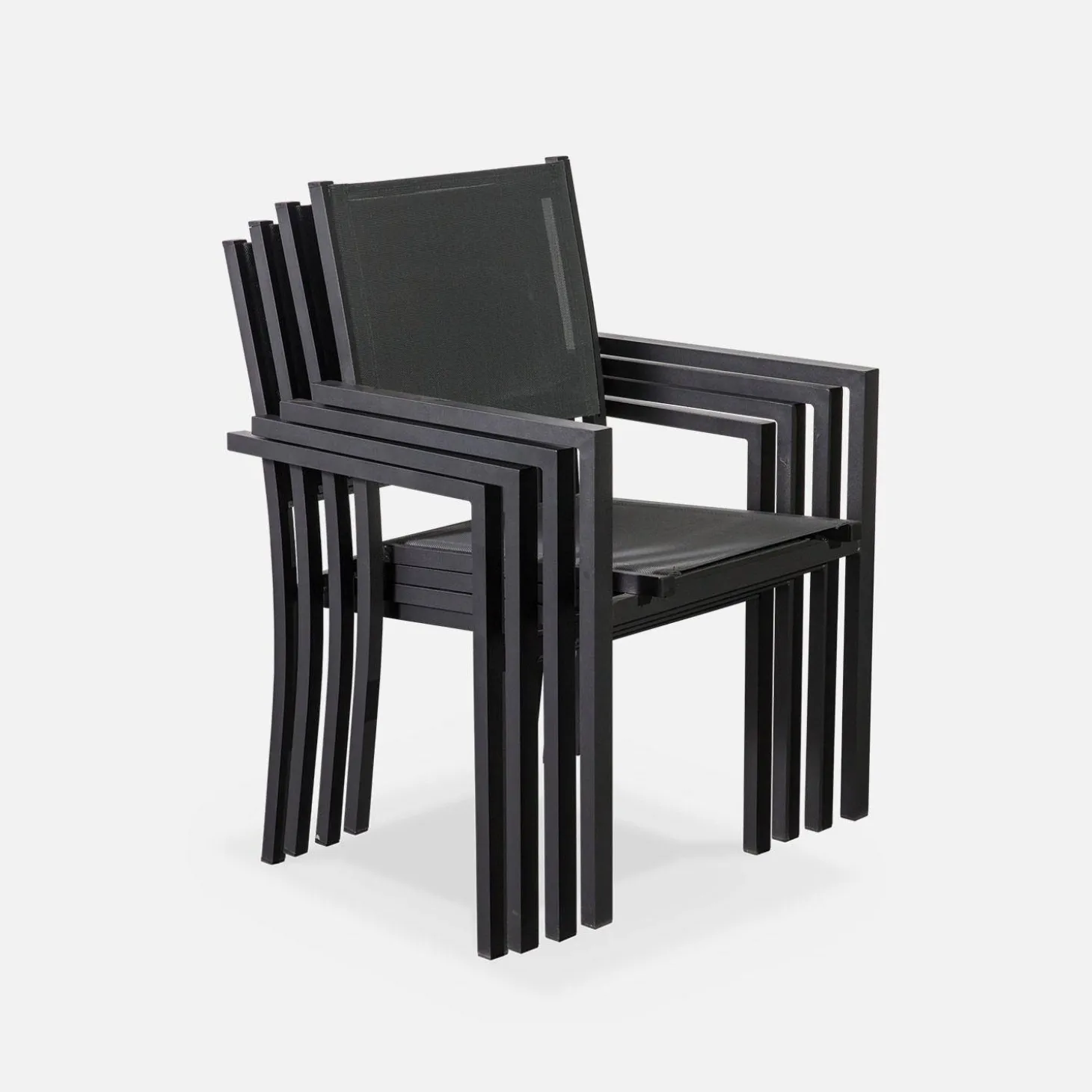 6-seater aluminium garden table with textilene chairs