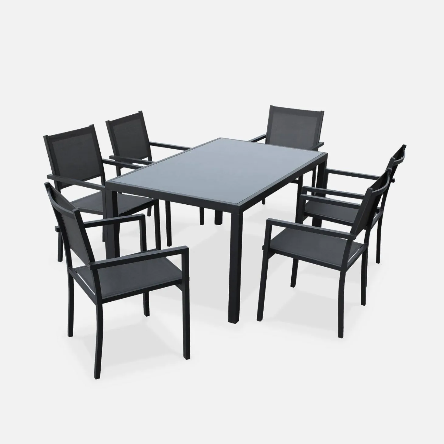 6-seater aluminium garden table with textilene chairs