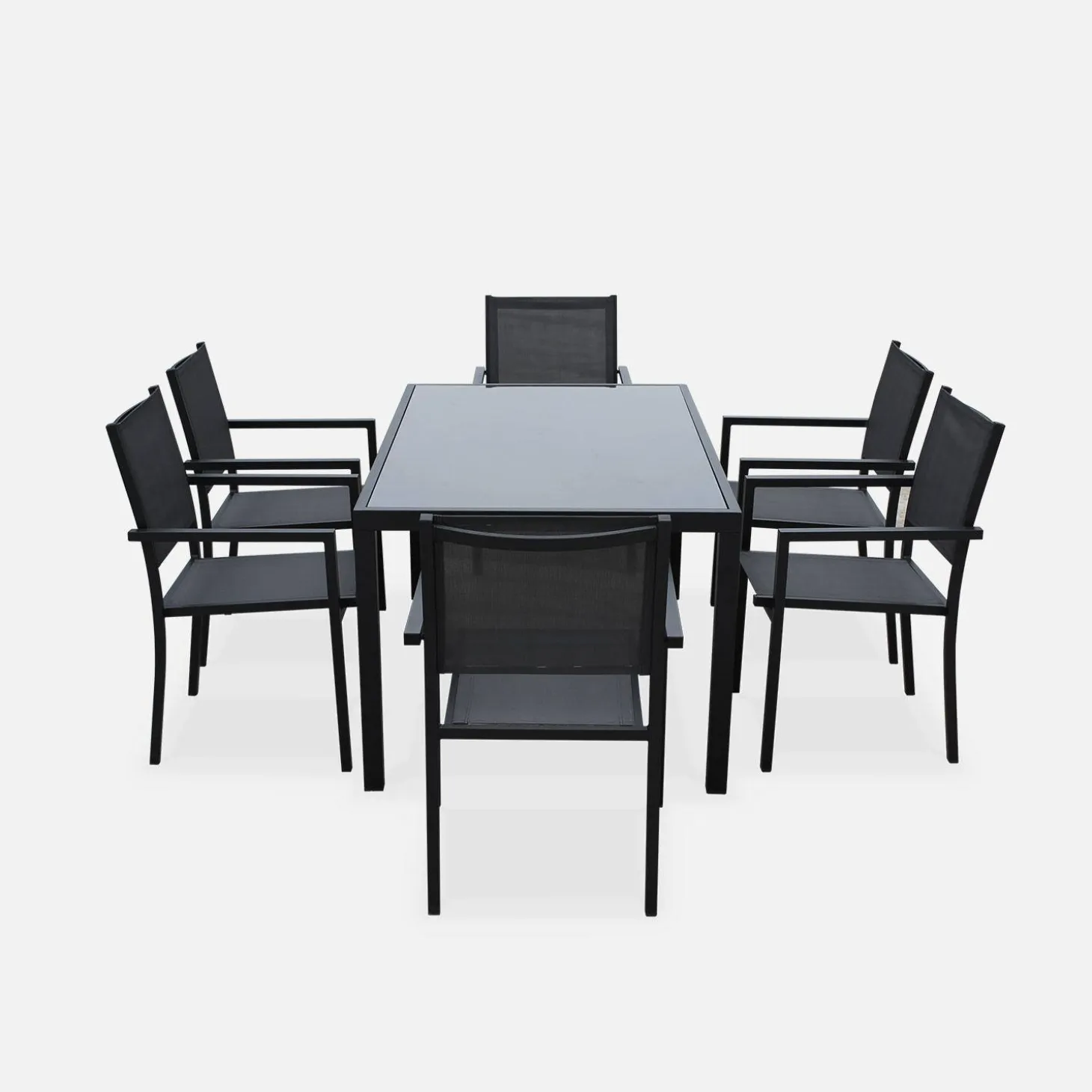 6-seater aluminium garden table with textilene chairs