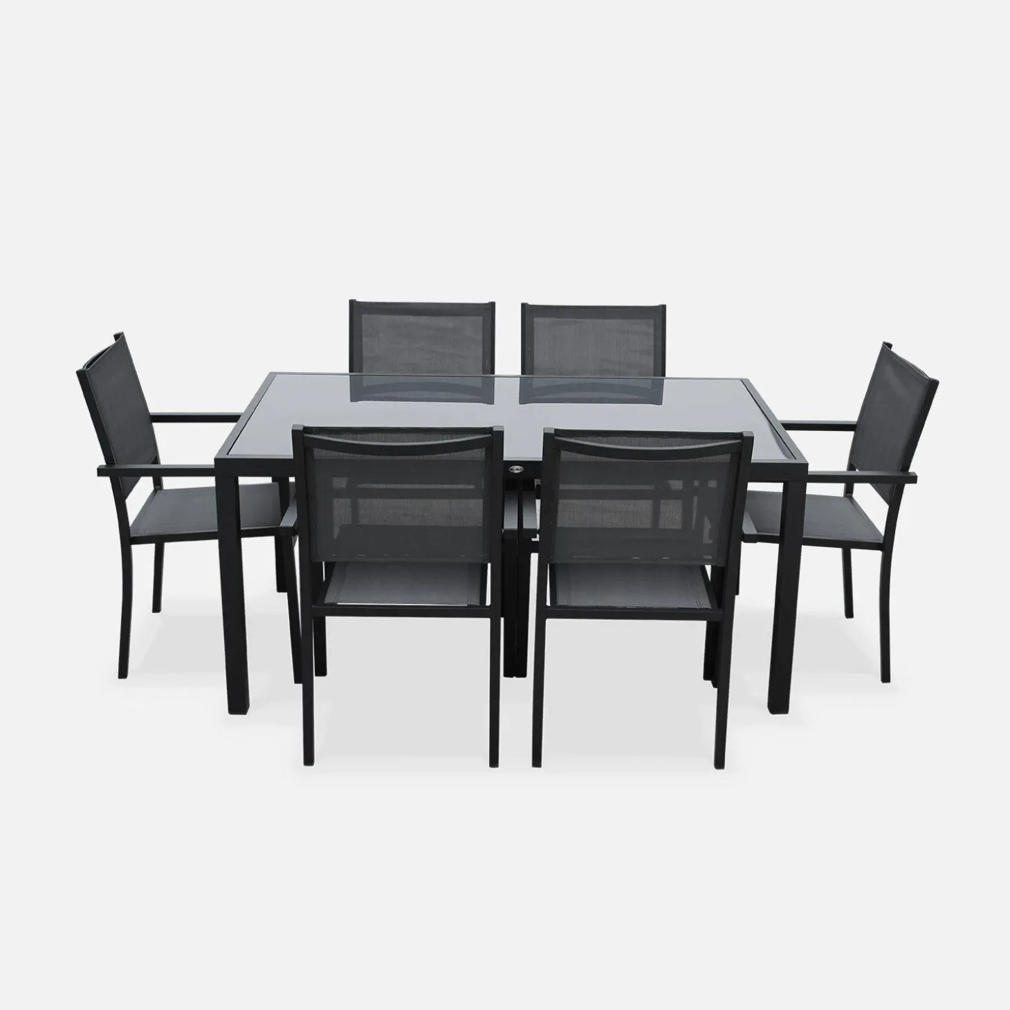 6-seater aluminium garden table with textilene chairs