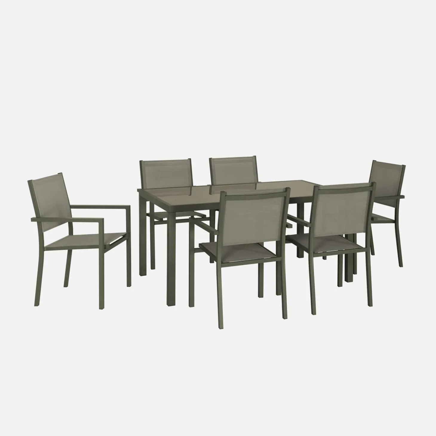 6-seater aluminium garden table with textilene chairs