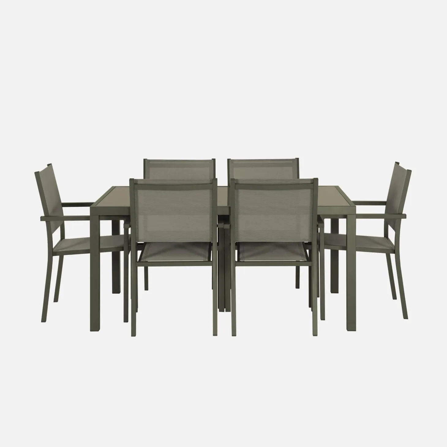 6-seater aluminium garden table with textilene chairs