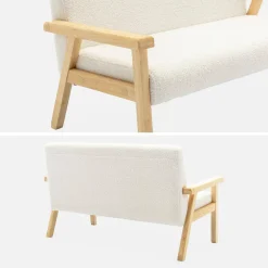 2-seater children's bench in boucle fabric and rubberwood