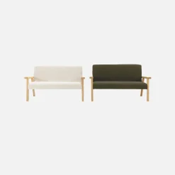 2-seater children's bench in boucle fabric and rubberwood
