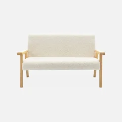 2-seater children's bench in boucle fabric and rubberwood