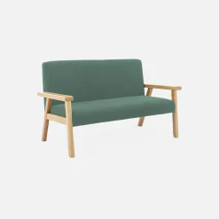 2-seater children's bench in corduroy and hevea wood