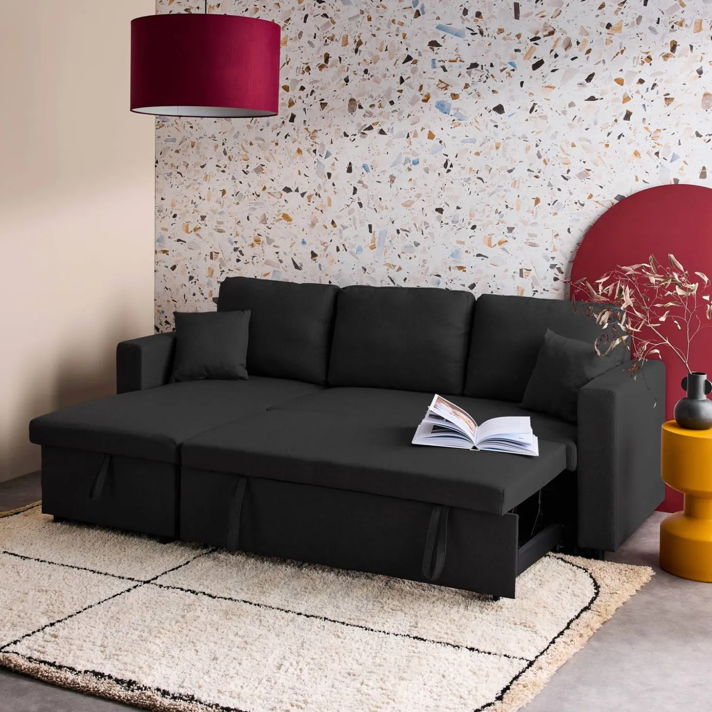 3-seater compact reversible corner sofa bed