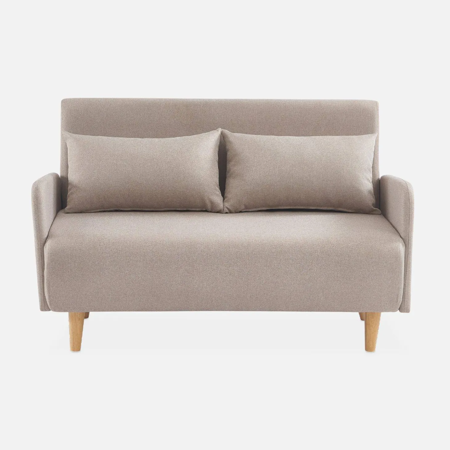 2-seater convertible sofa bed with reclining backrest