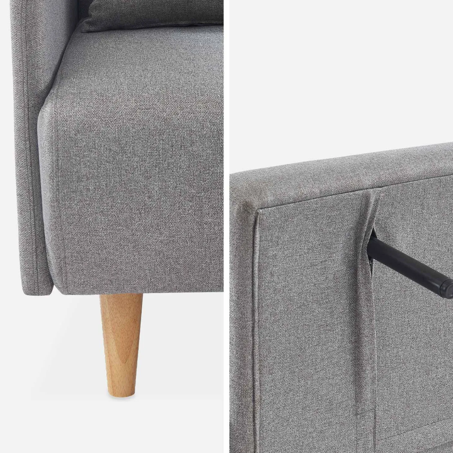 2-seater convertible sofa bed with reclining backrest