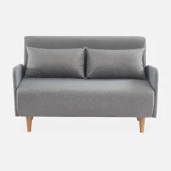 2-seater convertible sofa bed with reclining backrest