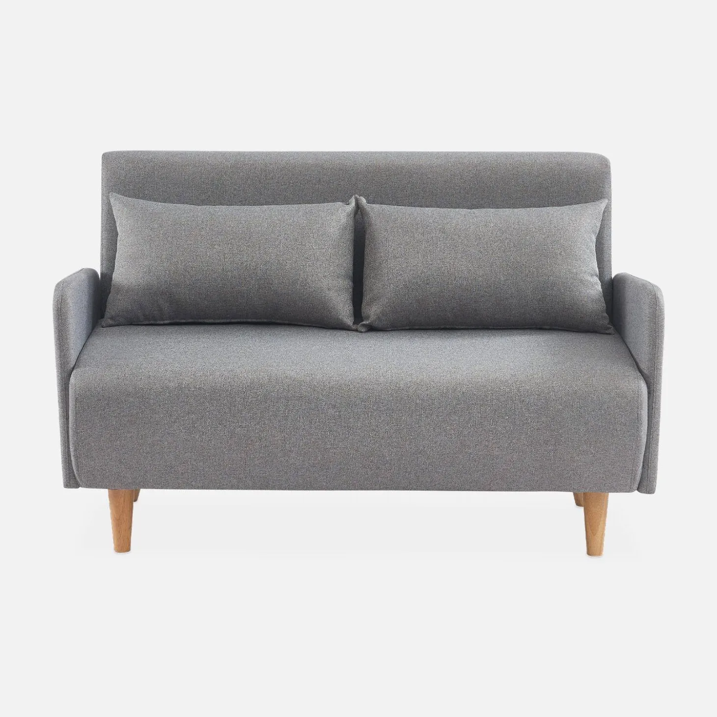 2-seater convertible sofa bed with reclining backrest