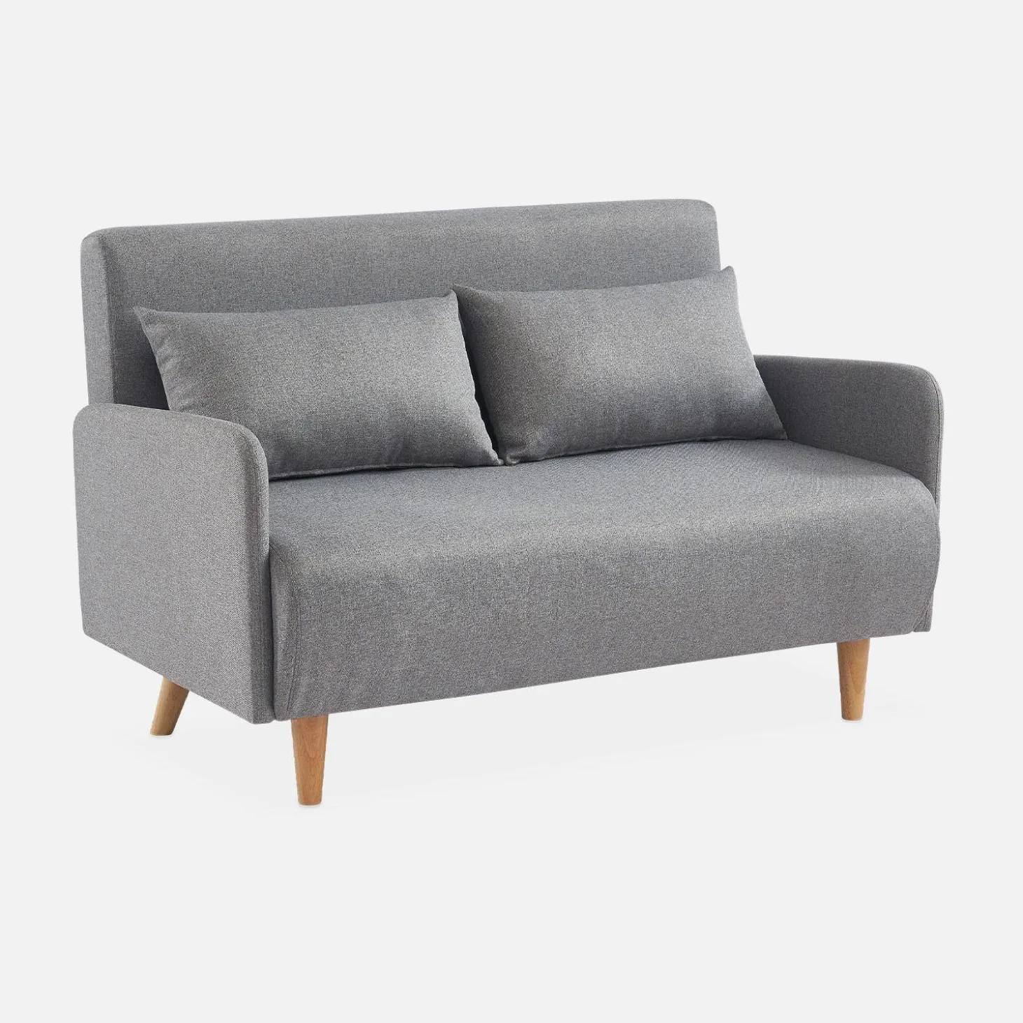 2-seater convertible sofa bed with reclining backrest