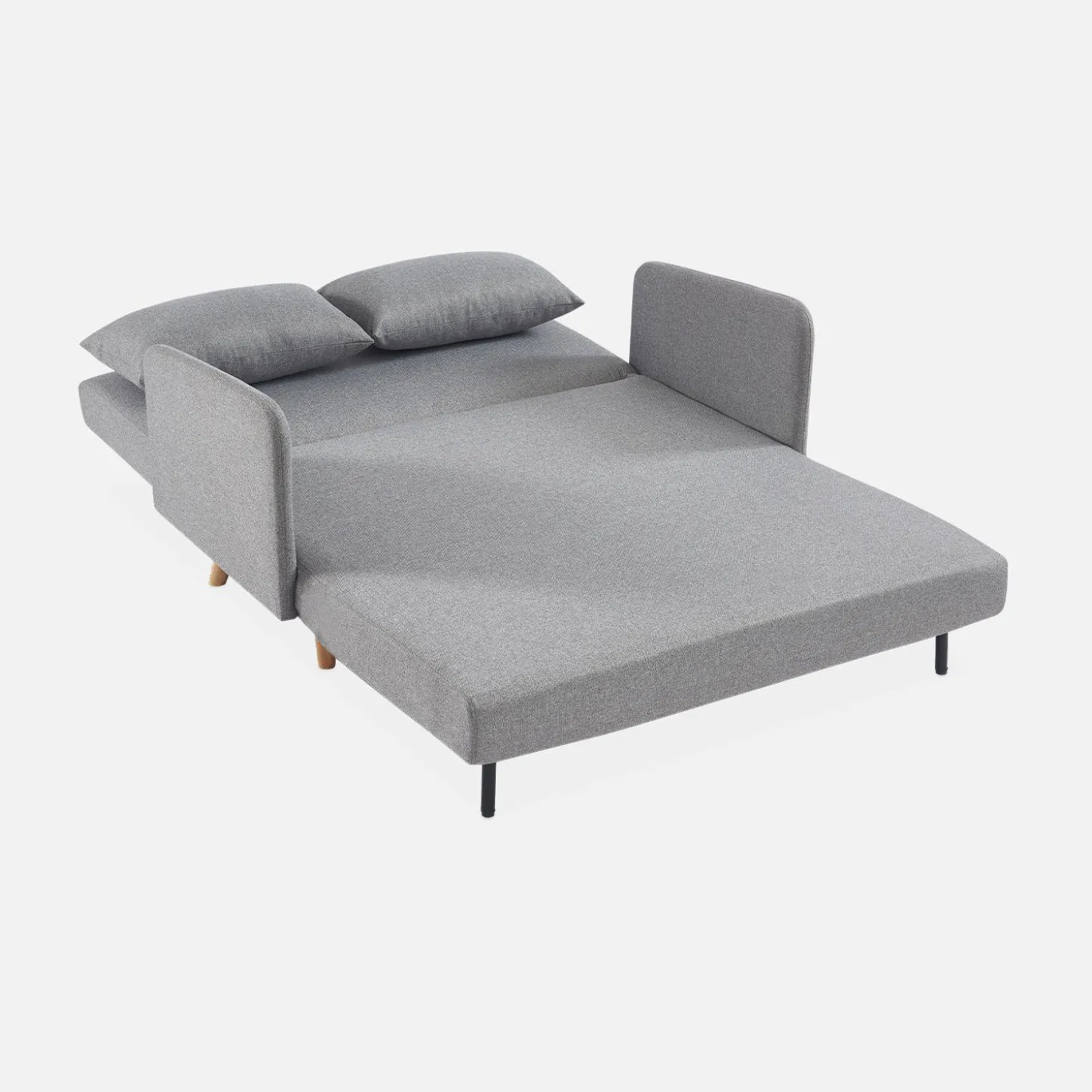 2-seater convertible sofa bed with reclining backrest