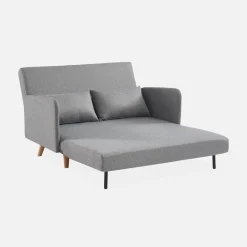 2-seater convertible sofa bed with reclining backrest