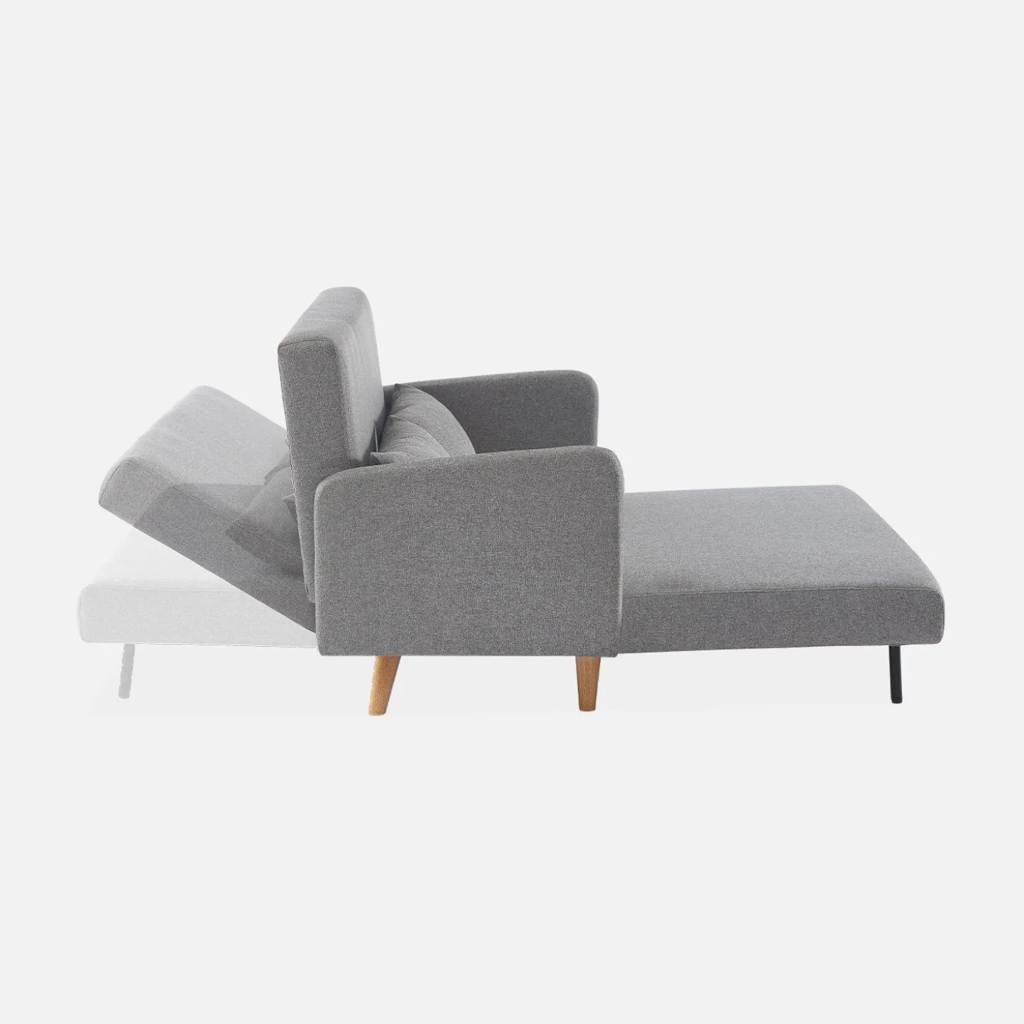 2-seater convertible sofa bed with reclining backrest