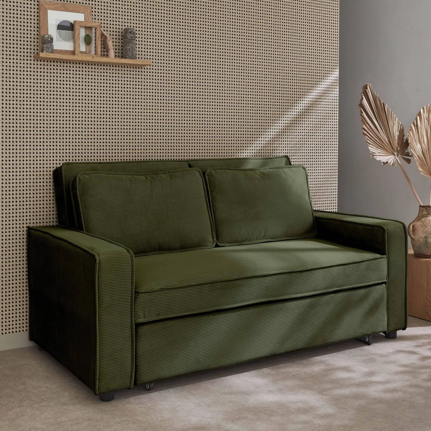 2-seater corduroy sofa bed