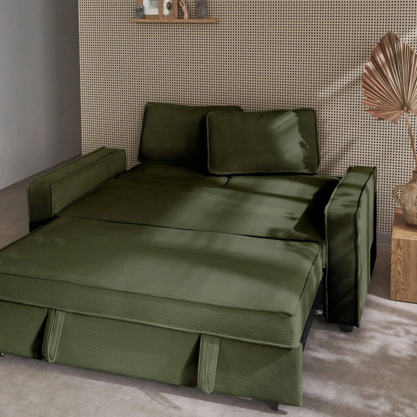 2-seater corduroy sofa bed