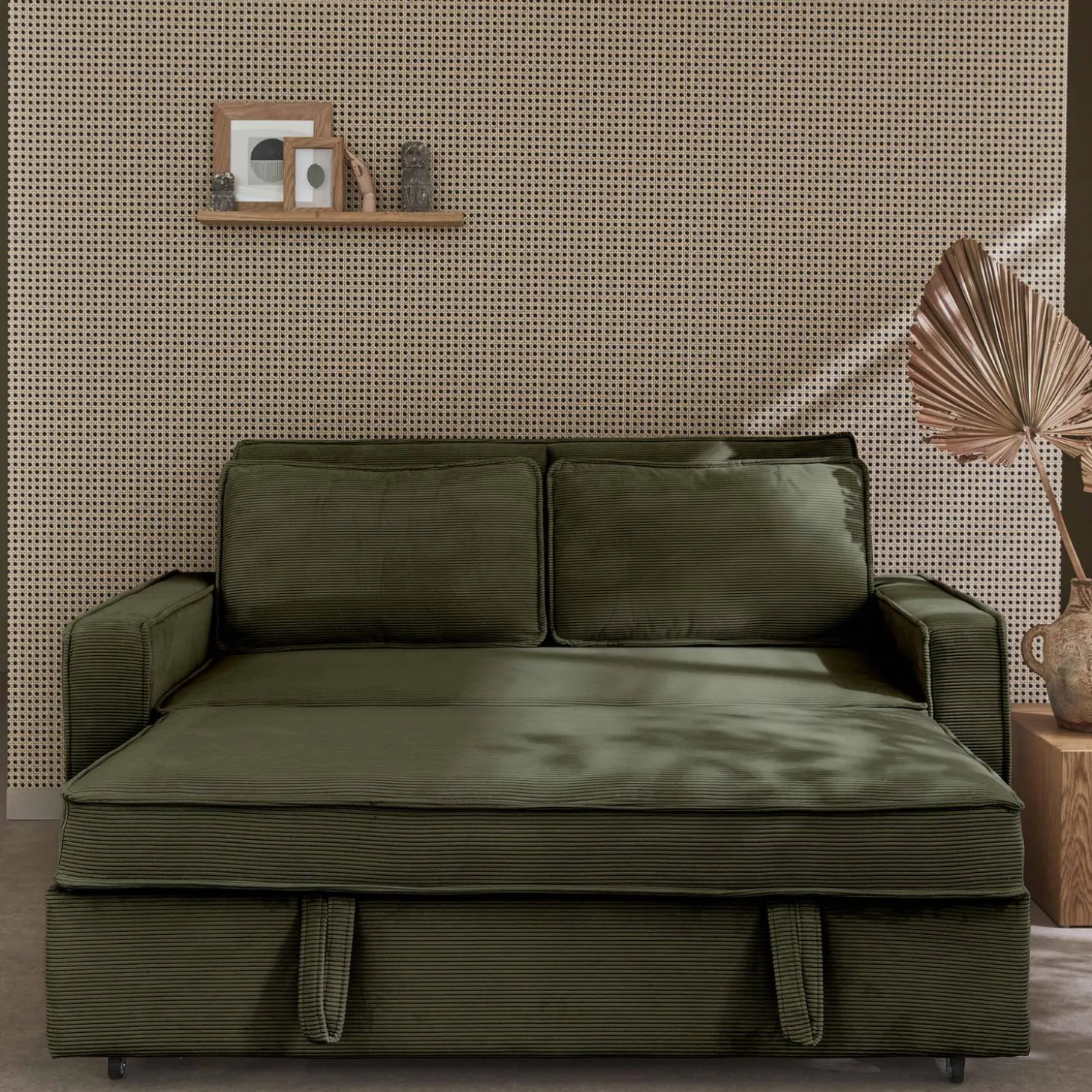 2-seater corduroy sofa bed