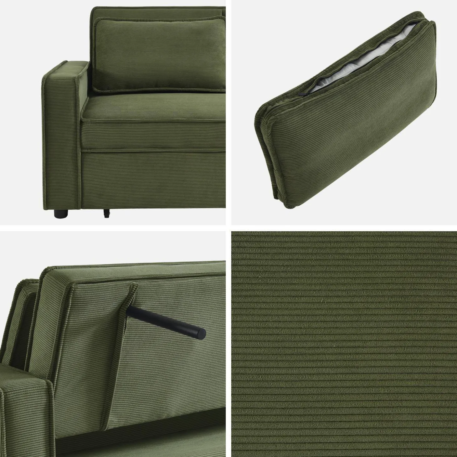 2-seater corduroy sofa bed