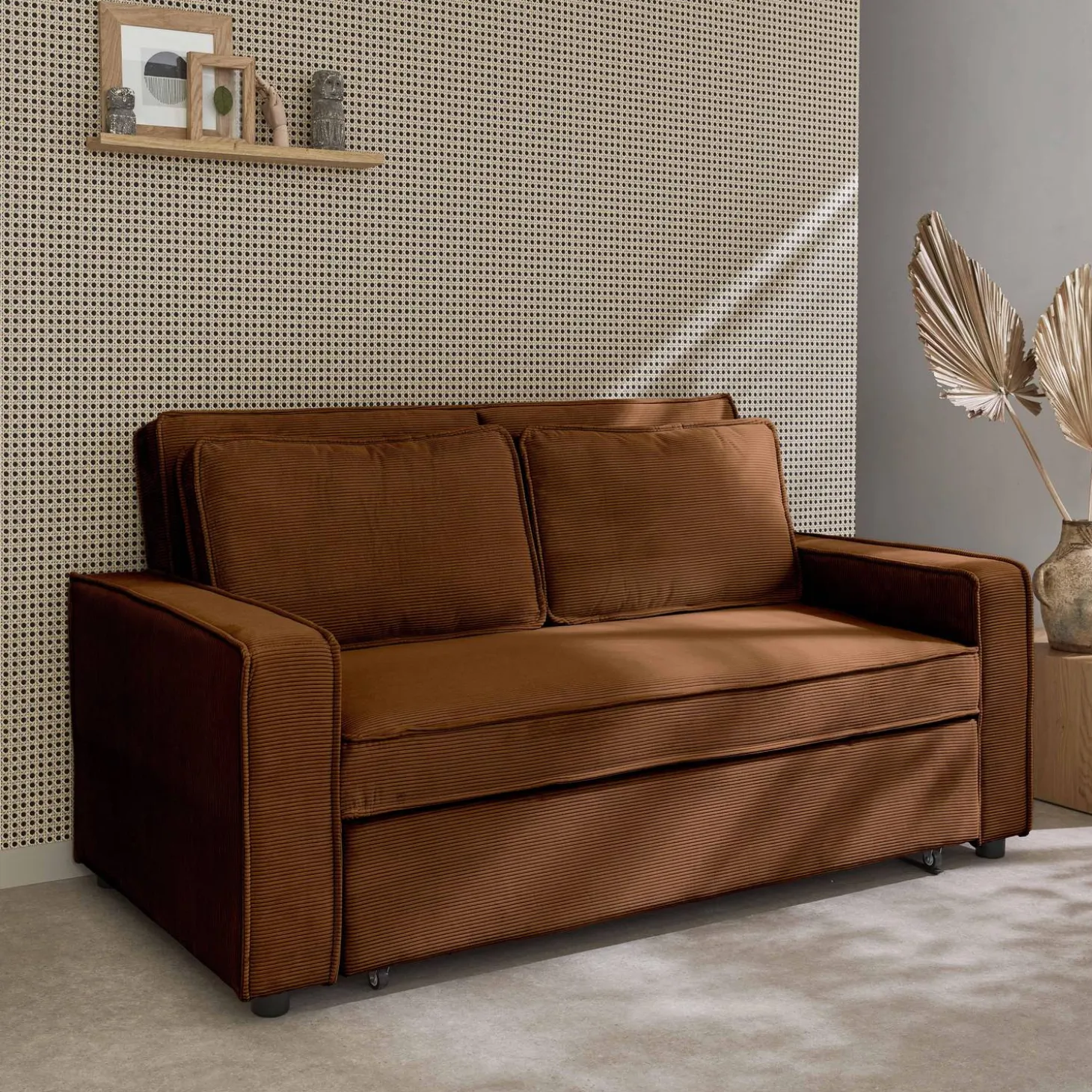 2-seater corduroy sofa bed