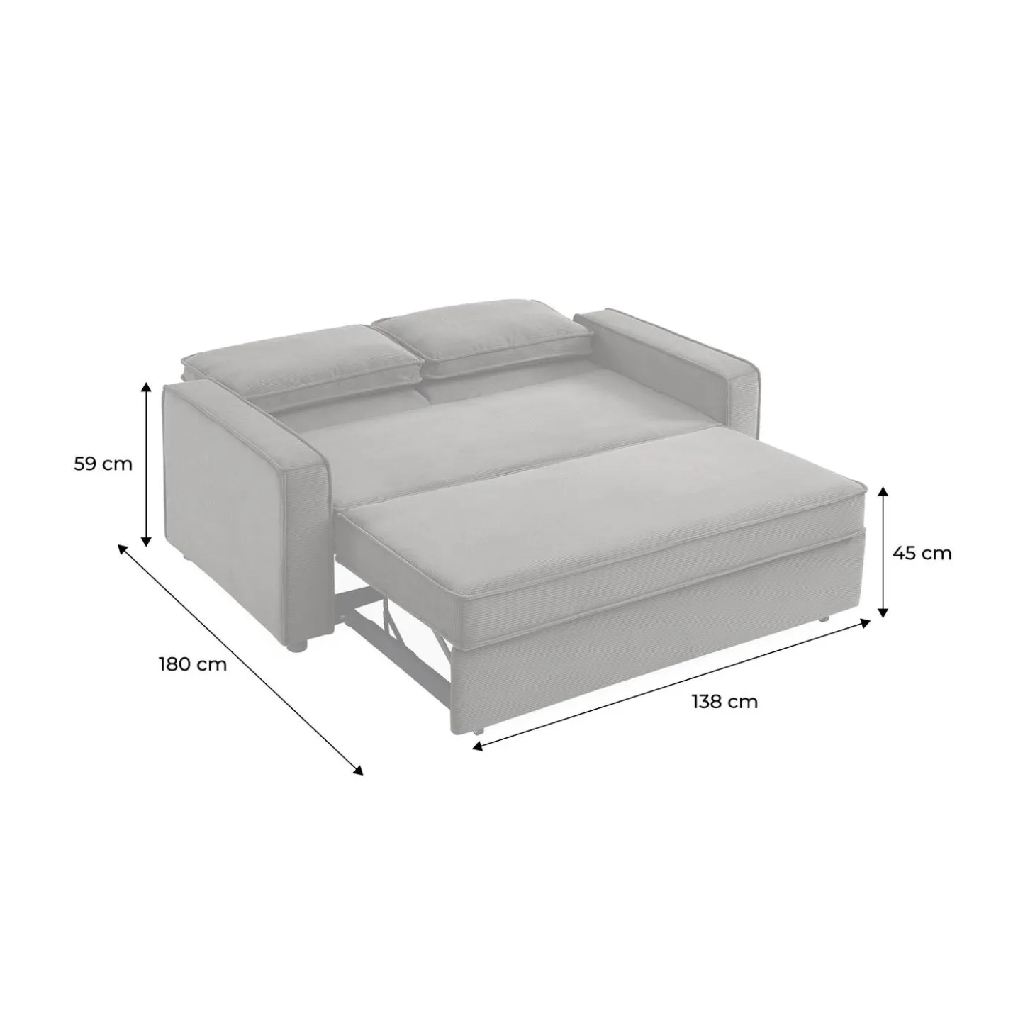 2-seater corduroy sofa bed