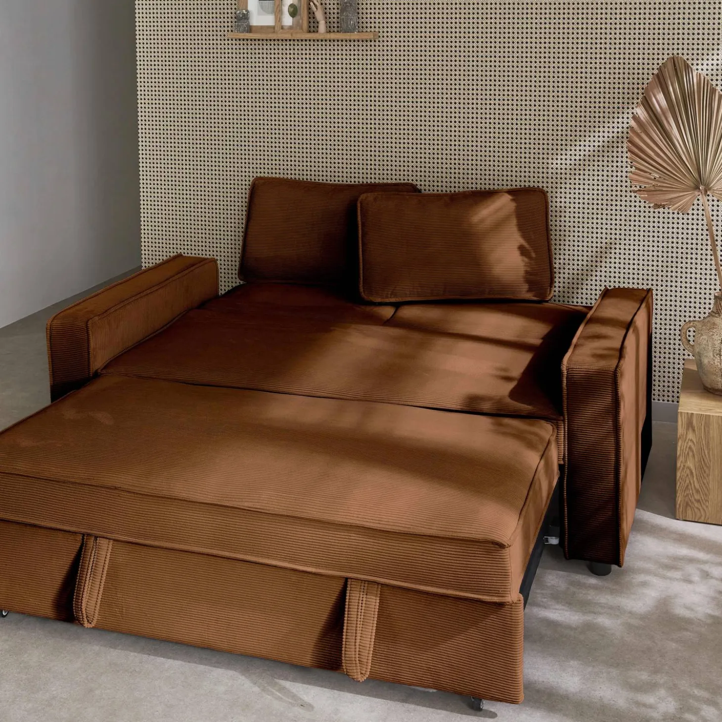 2-seater corduroy sofa bed