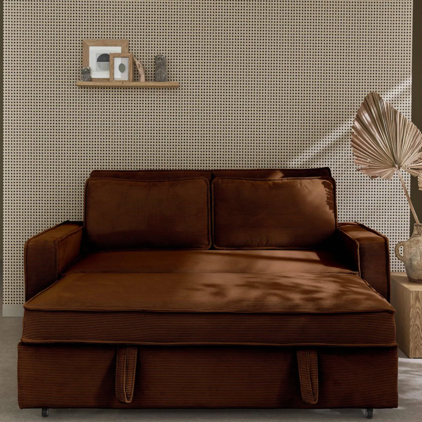 2-seater corduroy sofa bed